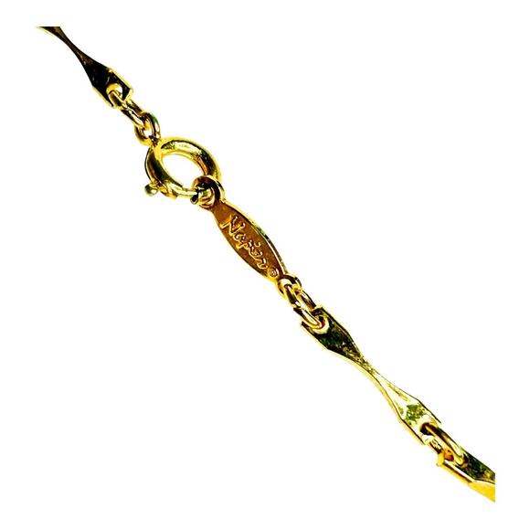 Vintage Napier Gold Tone Twisty Bar Link Collar Length Necklace - Picture 2 of 3